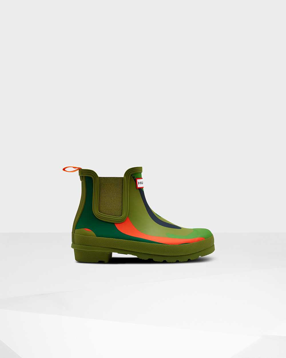 Womens Hunter Original Rockpool Camo Chelsea Boots Green Camo | LHUNCI-952